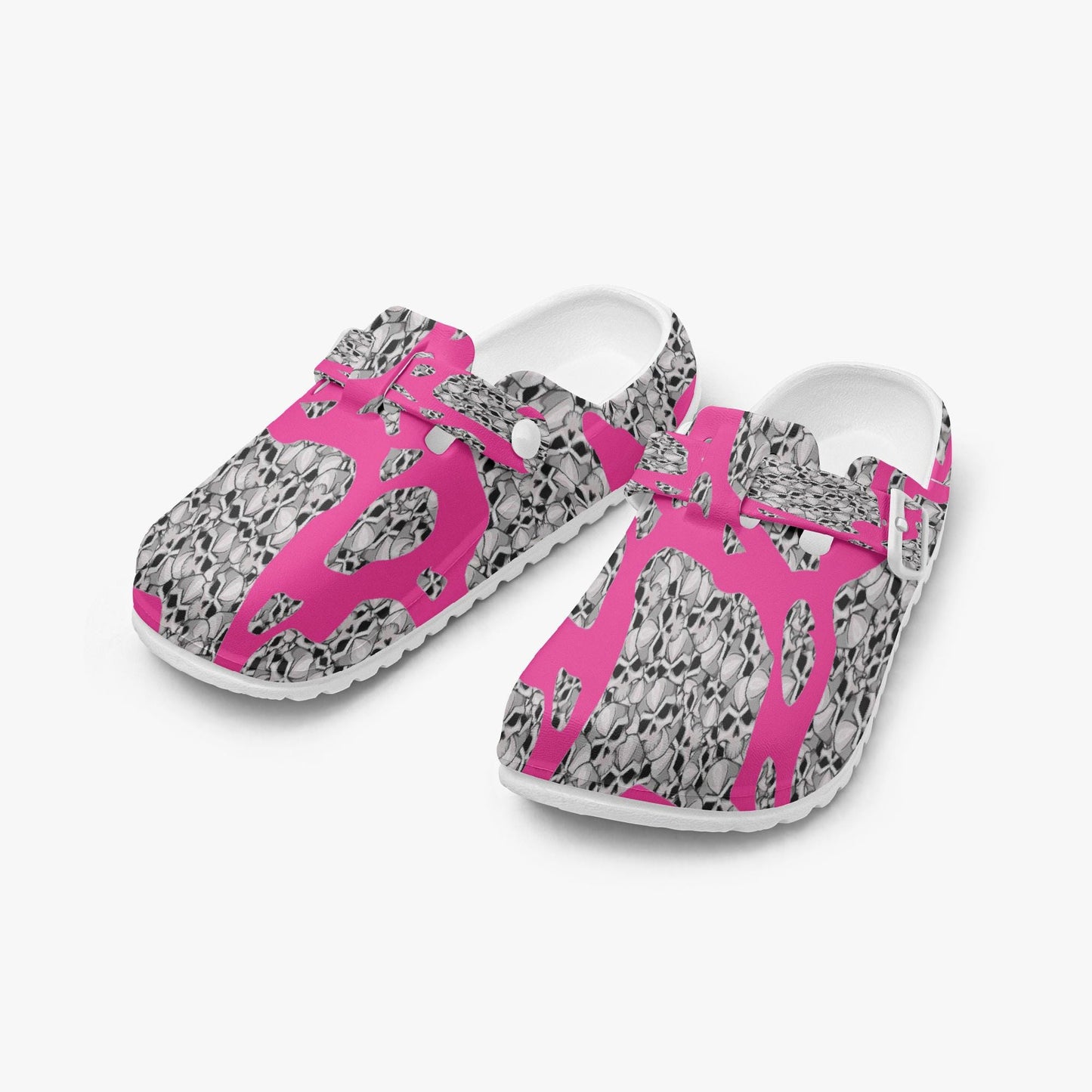 Skulls In Pink EVA Nurse Clogs