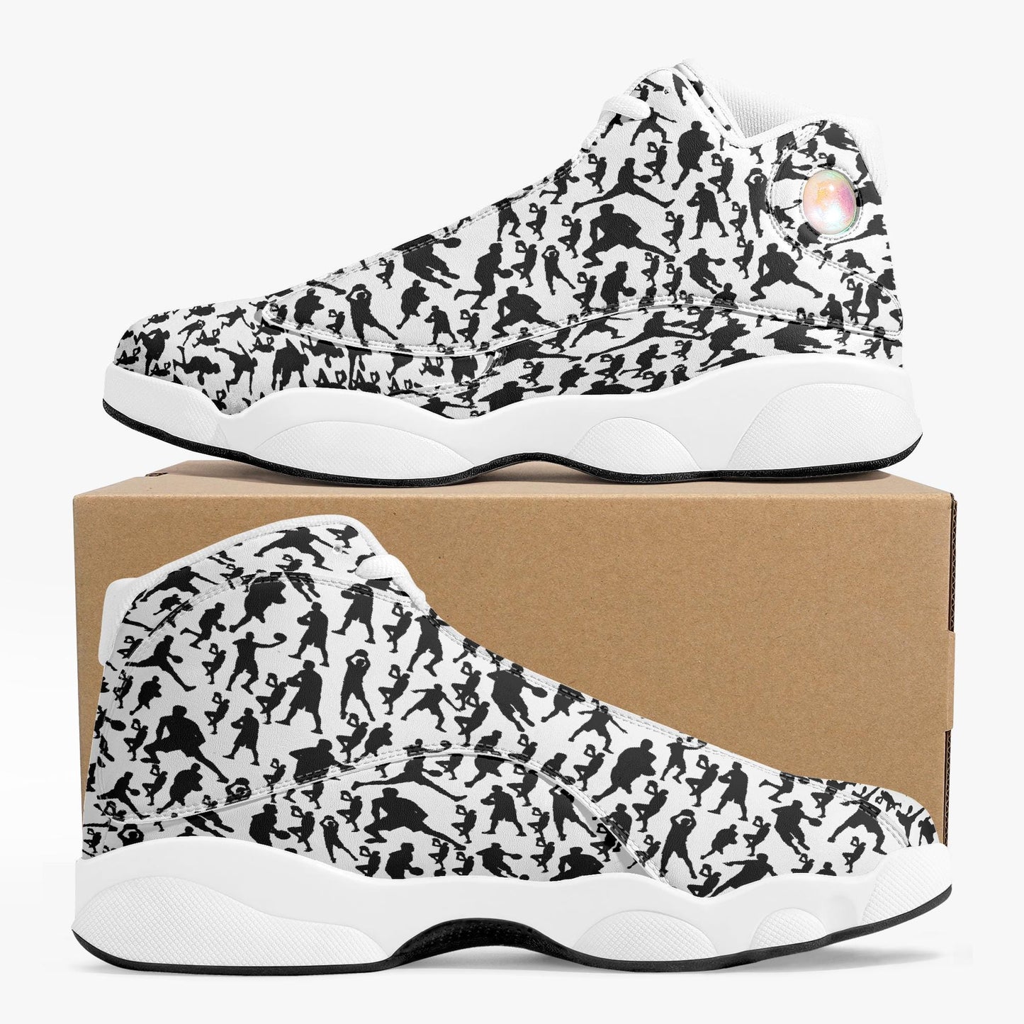 B-Ball Moves High-Top Leather Basketball Sneakers - White