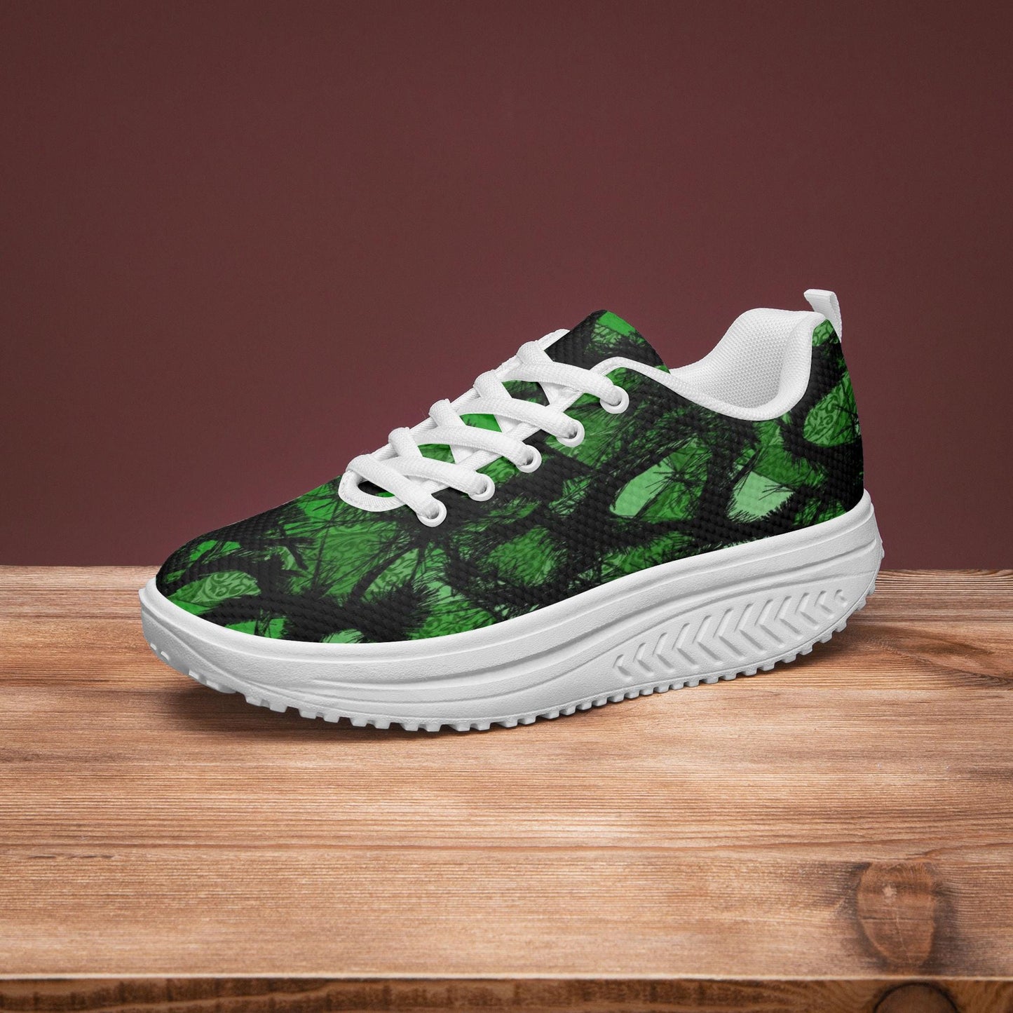Green Fur Like Casual Women’s Mesh Rocking Shoes