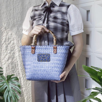 Blue Breeze Woven Basket Bag