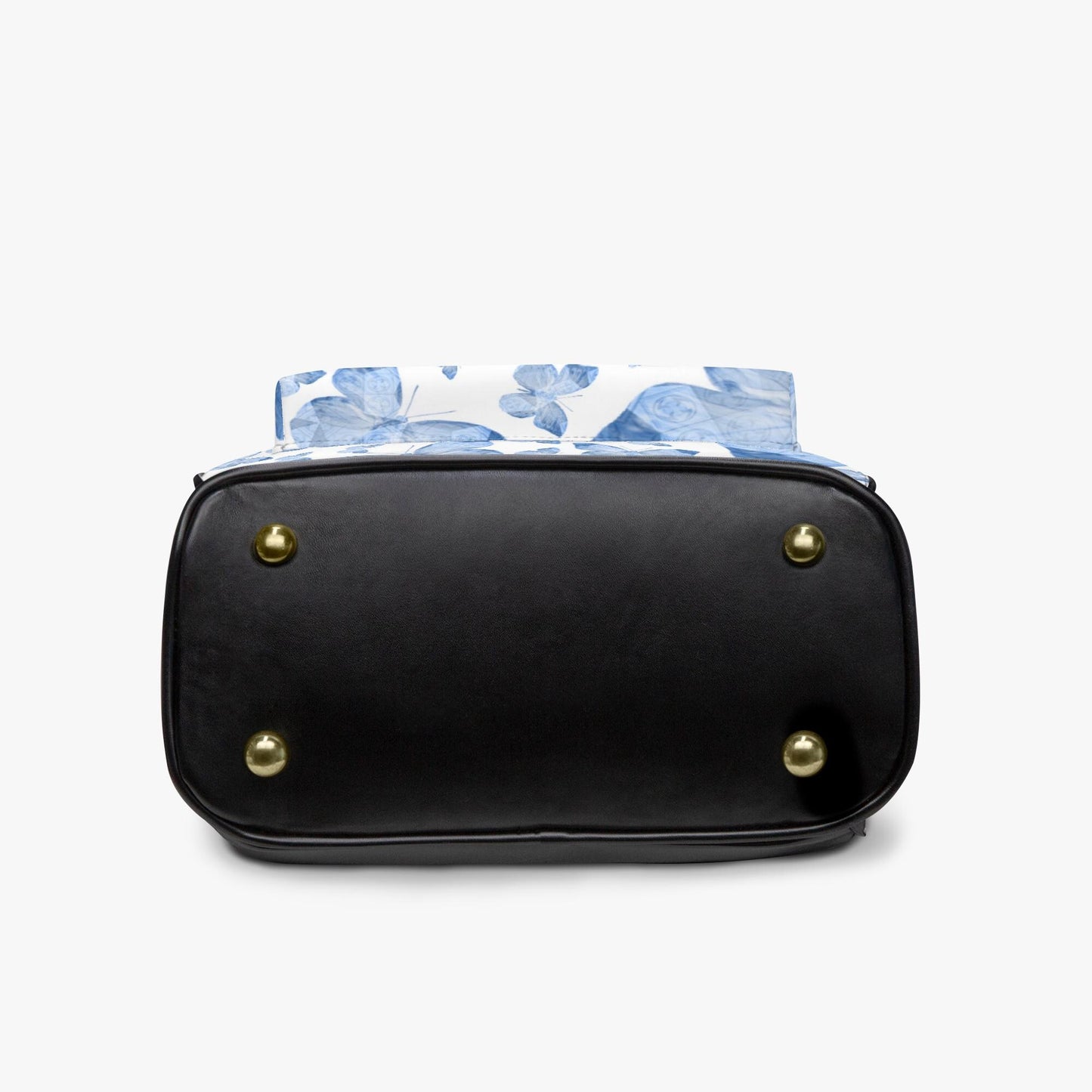 Blue Butterflies In White  All Over Printed PU Backpack