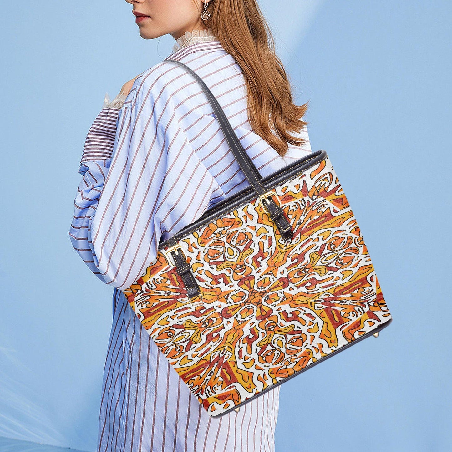 Heavenly Cross Medium Leather Tote Bag for Women