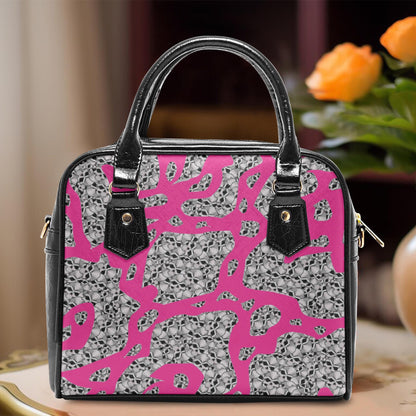 Skulls In Pink Casual Leather Saddle Bag
