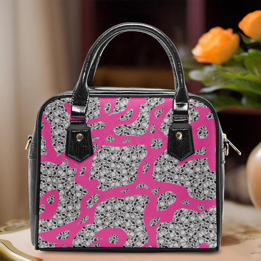 Skulls In Pink Casual Leather Saddle Bag