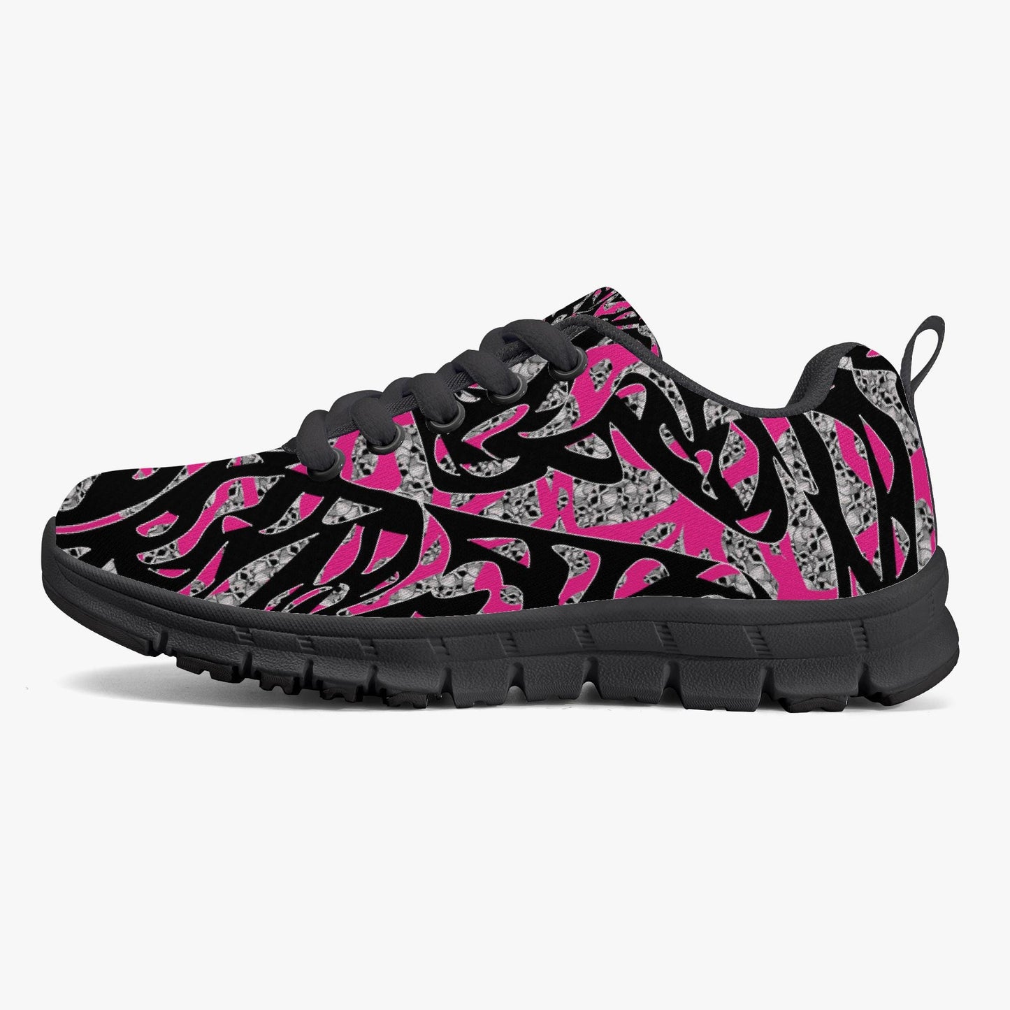 Skullfetti Kids Lightweight Mesh Sneakers - Black