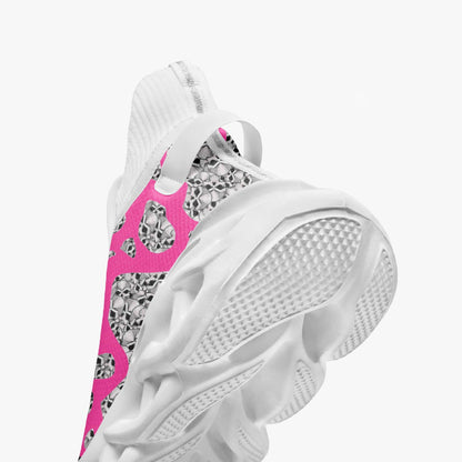 Skulls In Pink High-top Bounce Mesh Knit Sneakers