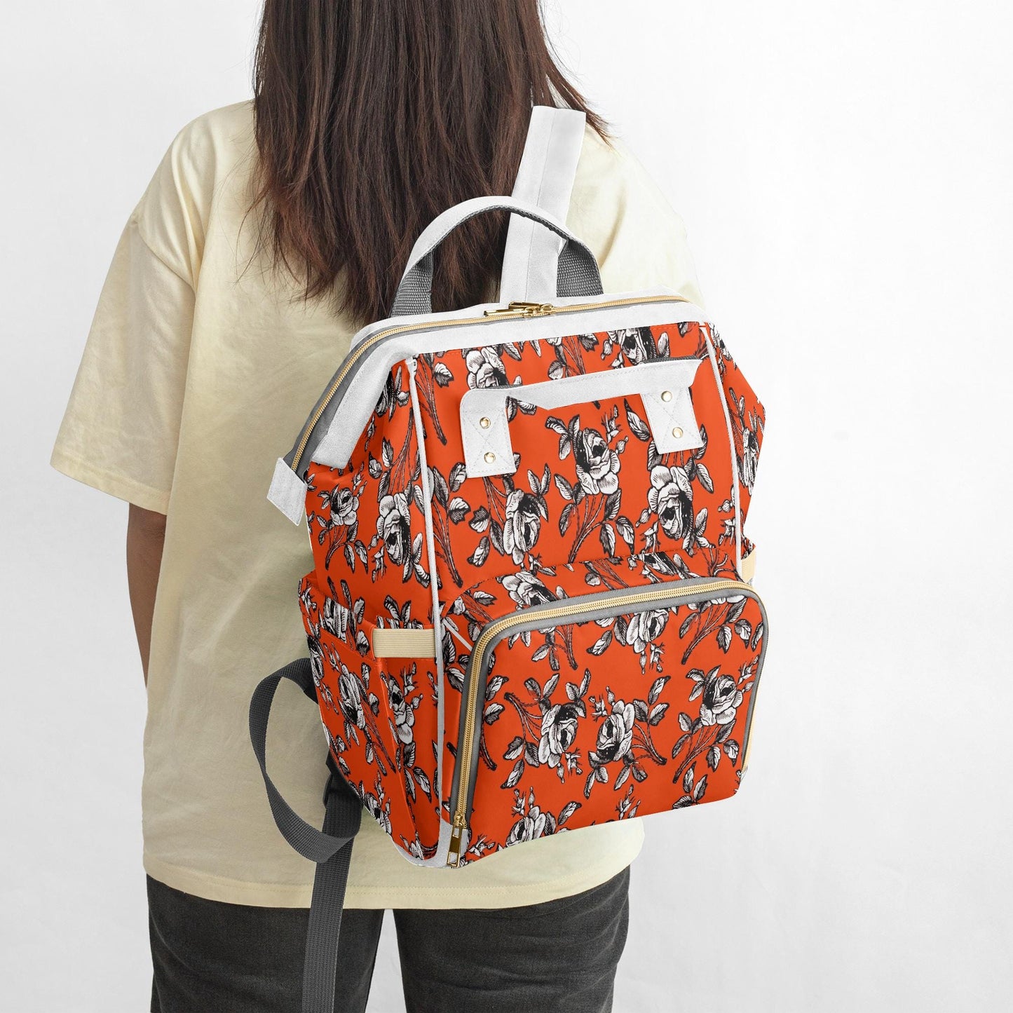 Roses In Orange Baby Momaz Diaper Backpack