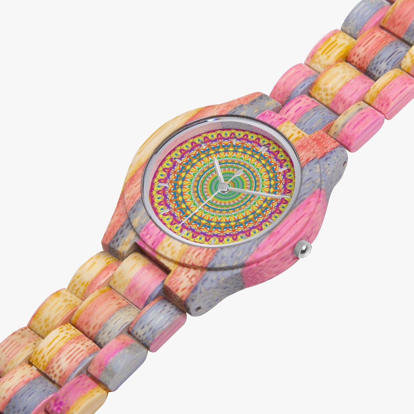 Heavenly Camouflage Wooden Watch - Grey&Pink