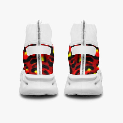 Vibrant Animal Print High-top Bounce Mesh Knit Sneakers
