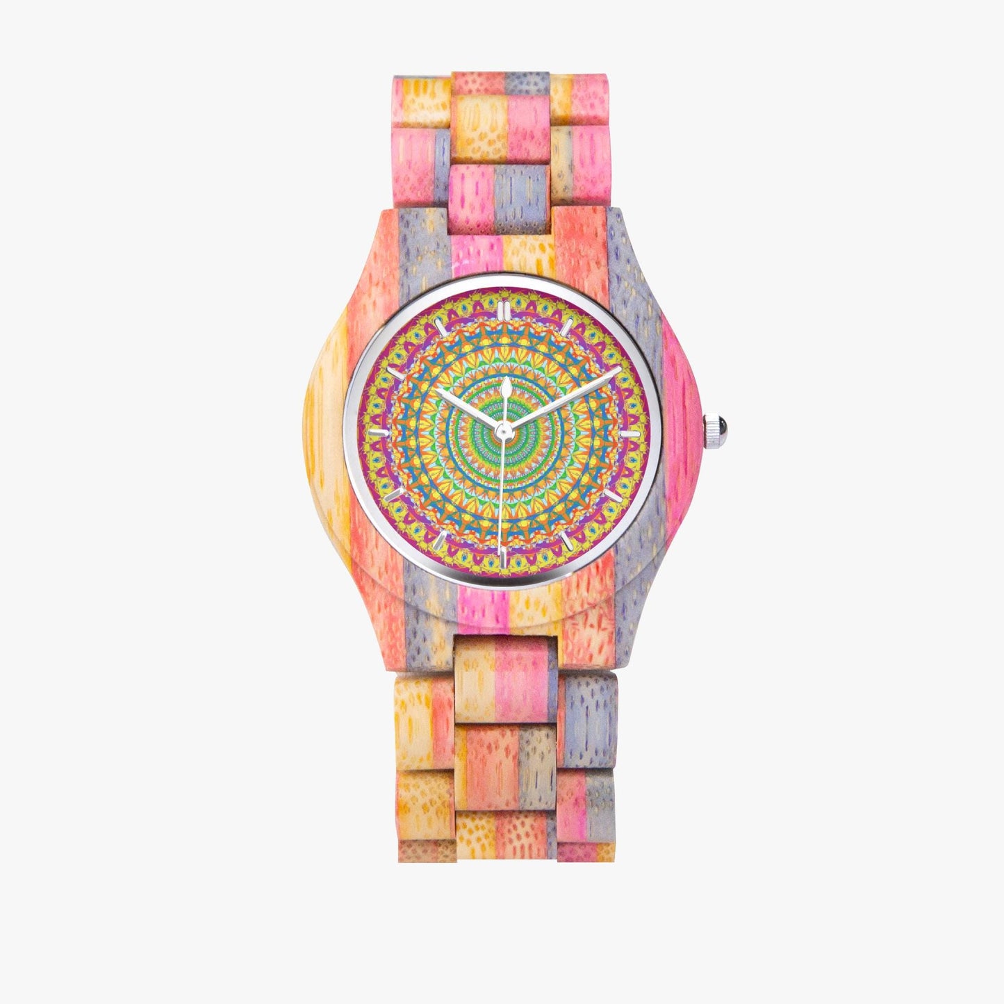 Heavenly Camouflage Wooden Watch - Grey&Pink