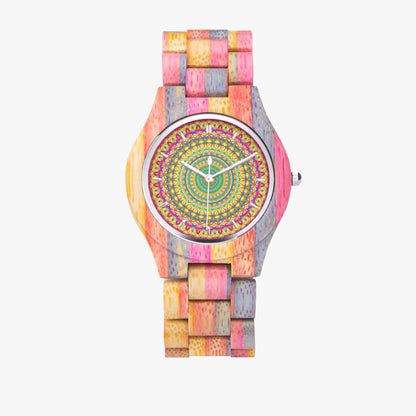 Heavenly Camouflage Wooden Watch - Grey&Pink