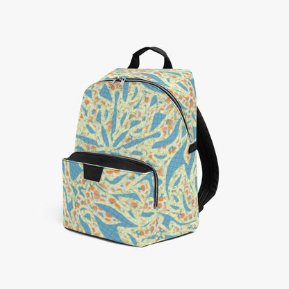 Green & Blue Zipper-up Leather Backpack