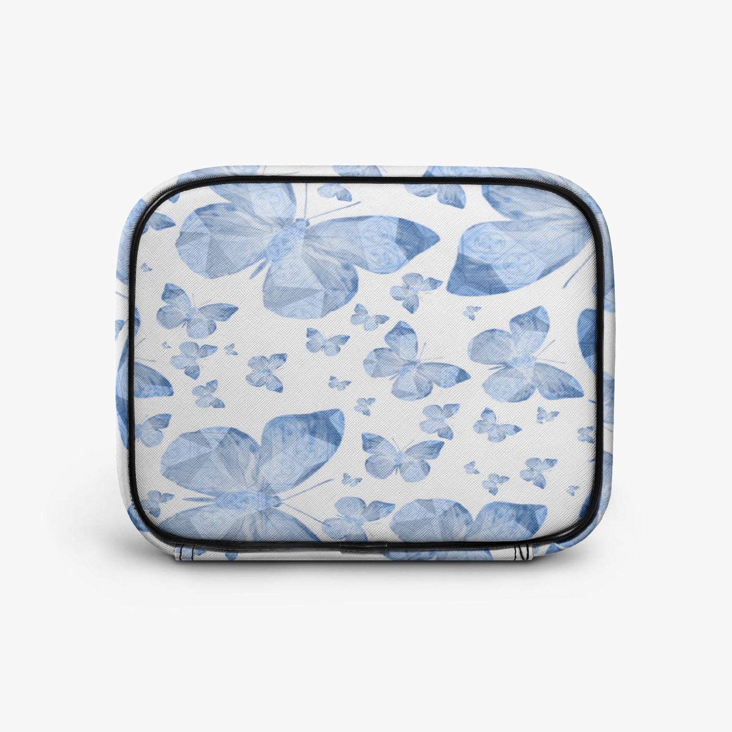Blue Butterflies In White Travel Makeup Bag