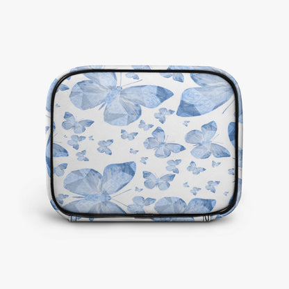 Blue Butterflies In White Travel Makeup Bag