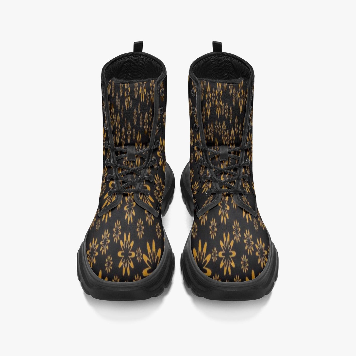 Flower Boomtelyah Casual Leather Chunky Boots