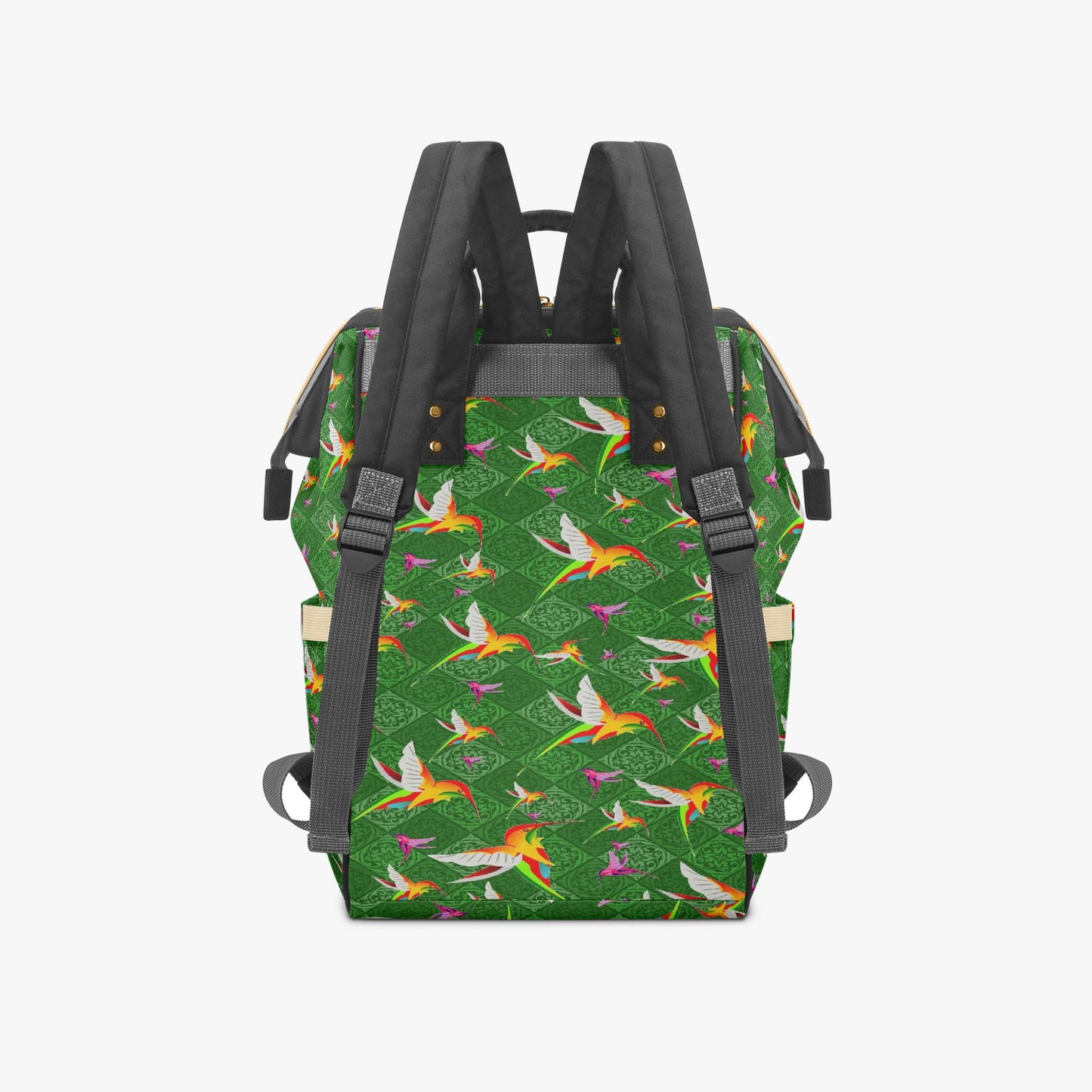 Humming Birds In Plaid Green Diaper Backpack