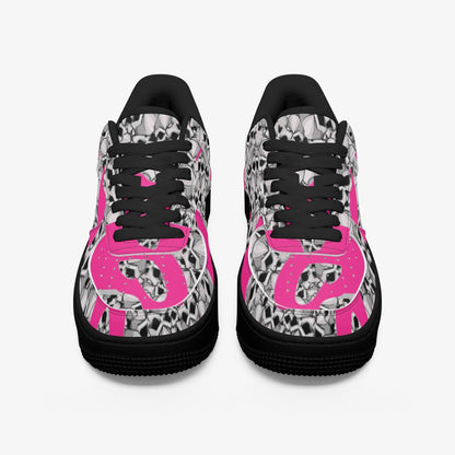 Skulls In Black Low-Top Leather Sports Sneakers - Black Sole