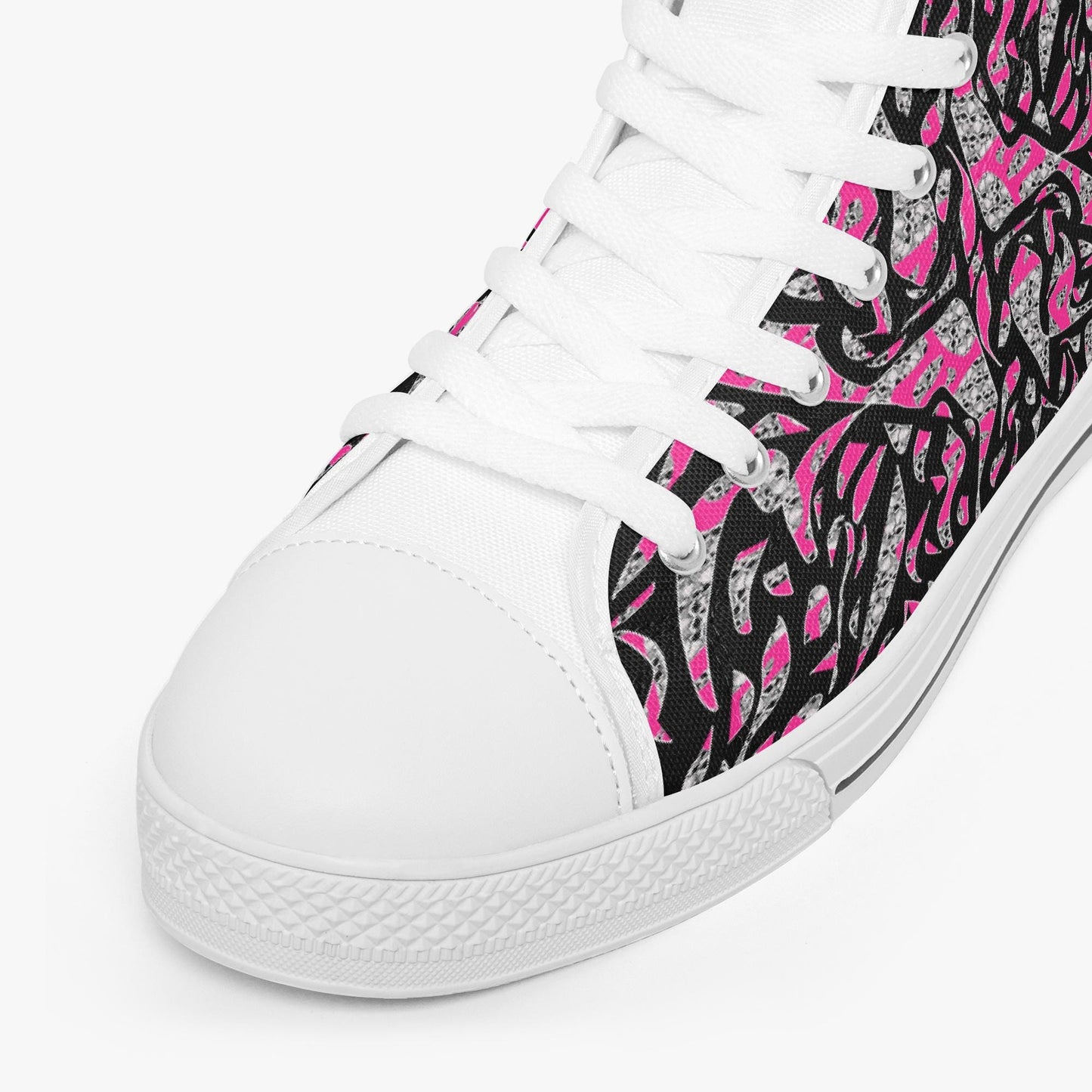 Skullfetti Classic High-Top Canvas Shoes - White/Black