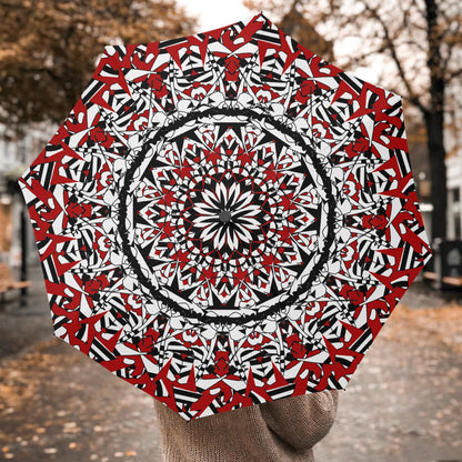 Flower Bloom In Red Automatic Folding Umbrella