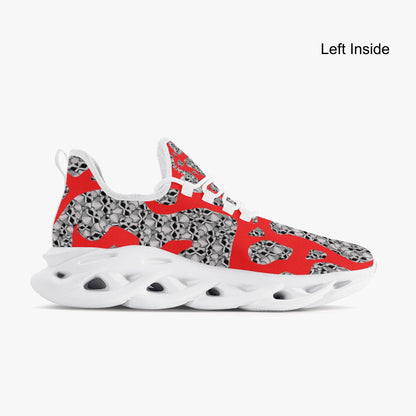 Skulls In Red Bounce Mesh Knit Sneakers - White