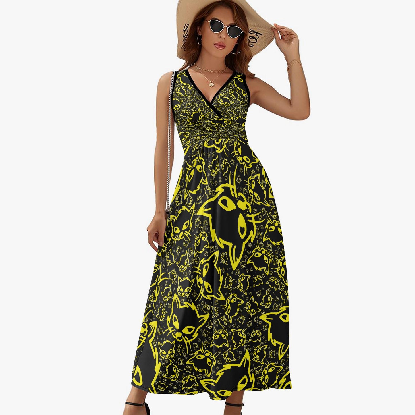 Yellow Mellow V-neck Sleeveless Dress