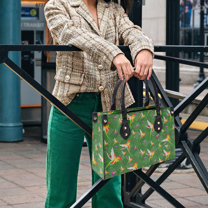 Humming Birds In Plaid Green Women's Tote Bag