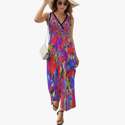Splash Out V-neck Sleeveless Dress