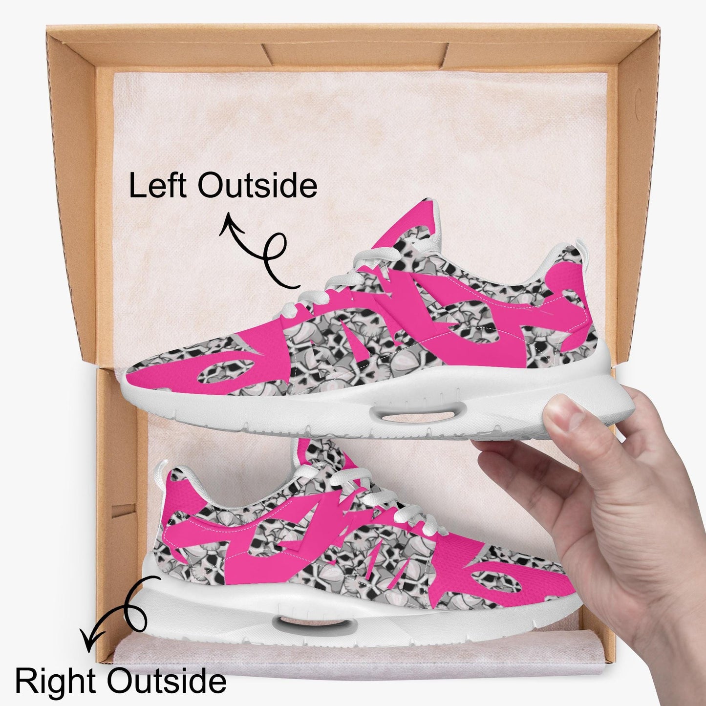 Skulls In Pink Minimalist Running Shoes