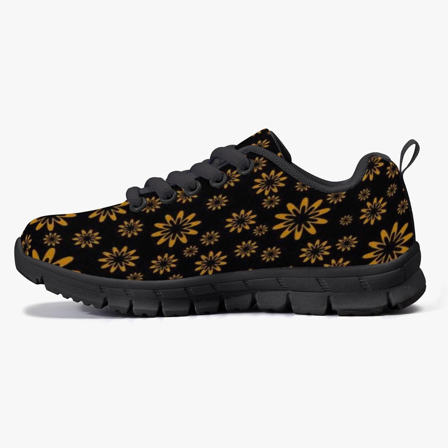 Flower Boomtelyah Kids Lightweight Mesh Sneakers - Black