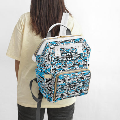 Flower Bloom In Blue Baby Momaz Diaper Backpack