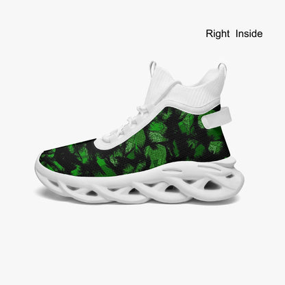 Green Fur Like  High-top Bounce Mesh Knit Sneakers