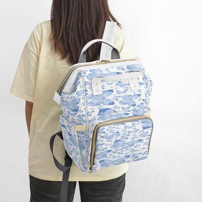 Blue Butterflies In White Baby Momaz Diaper Backpack