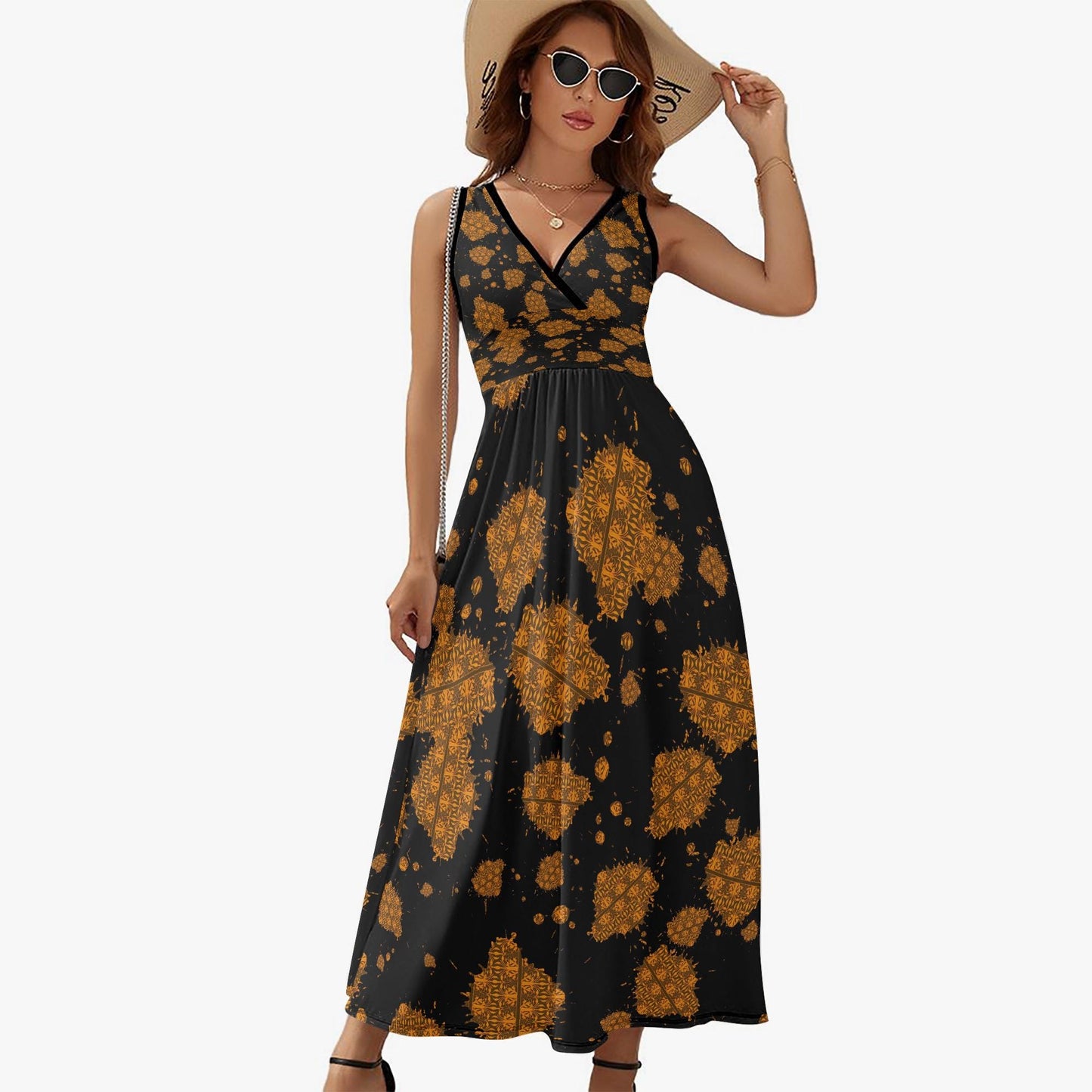 Meteor Shower V-neck Sleeveless Dress