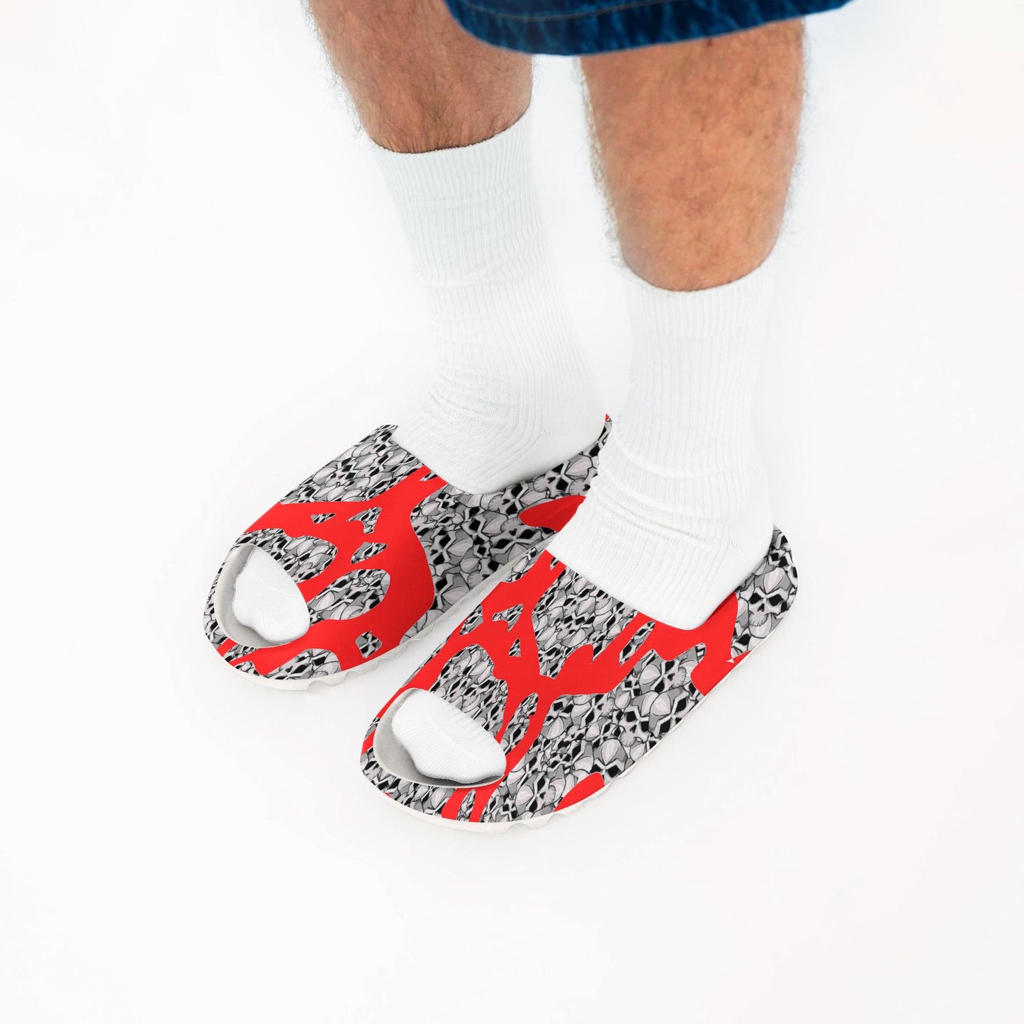Skulls In Red AOP Slides