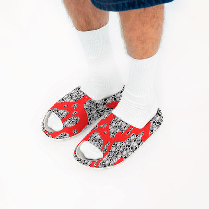 Skulls In Red AOP Slides