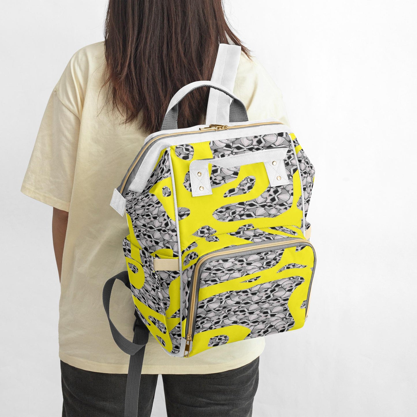 Skulls In Yellow Baby Momaz Diaper Backpack