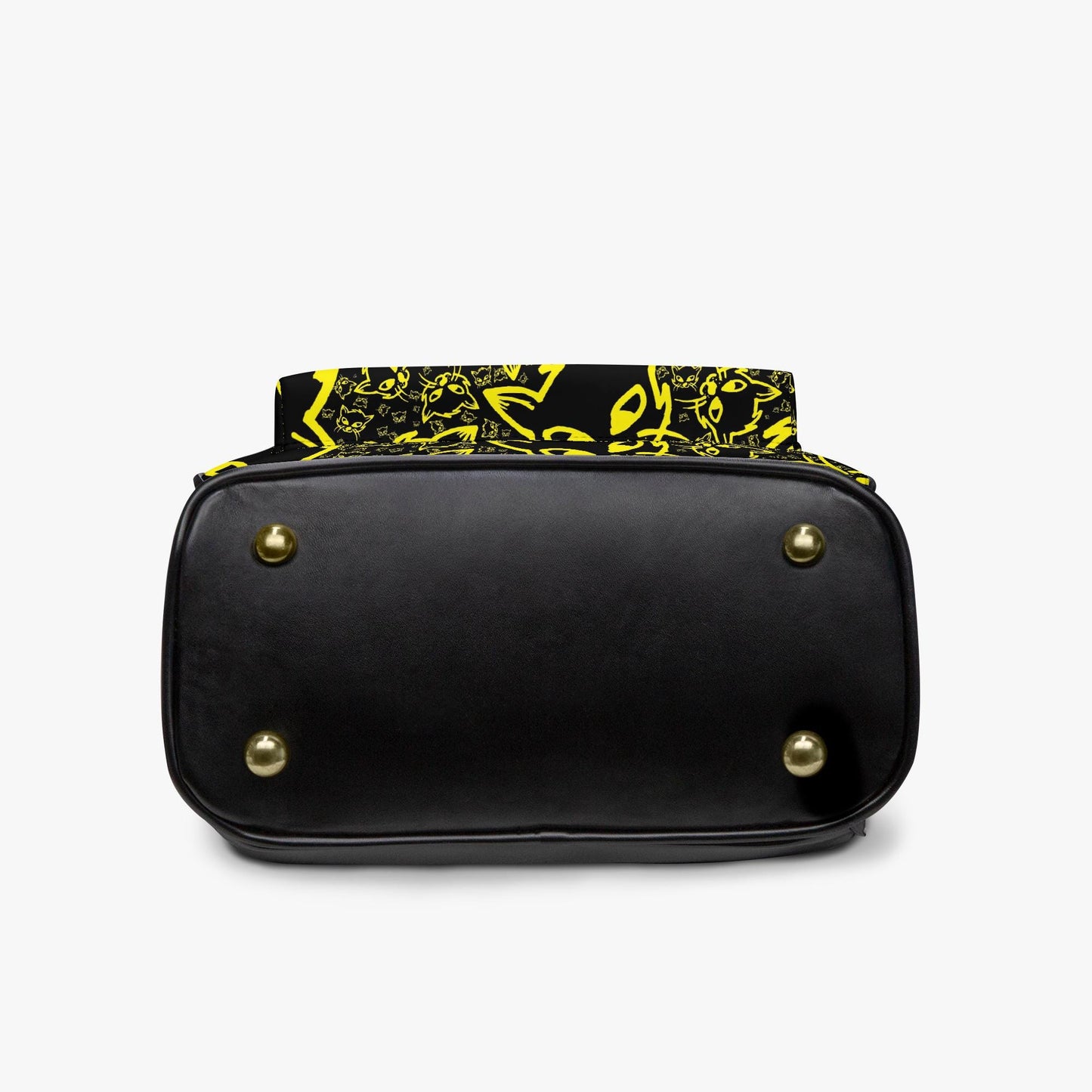Black Yellow Mellow All Over Printed PU Backpack