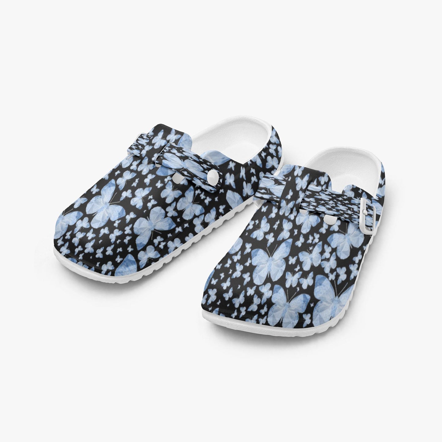 Butterflies In Black EVA Nurse Clogs
