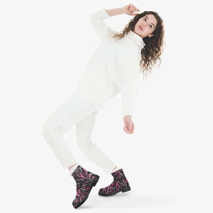 Skullfetti Faux Fur Leather Boots