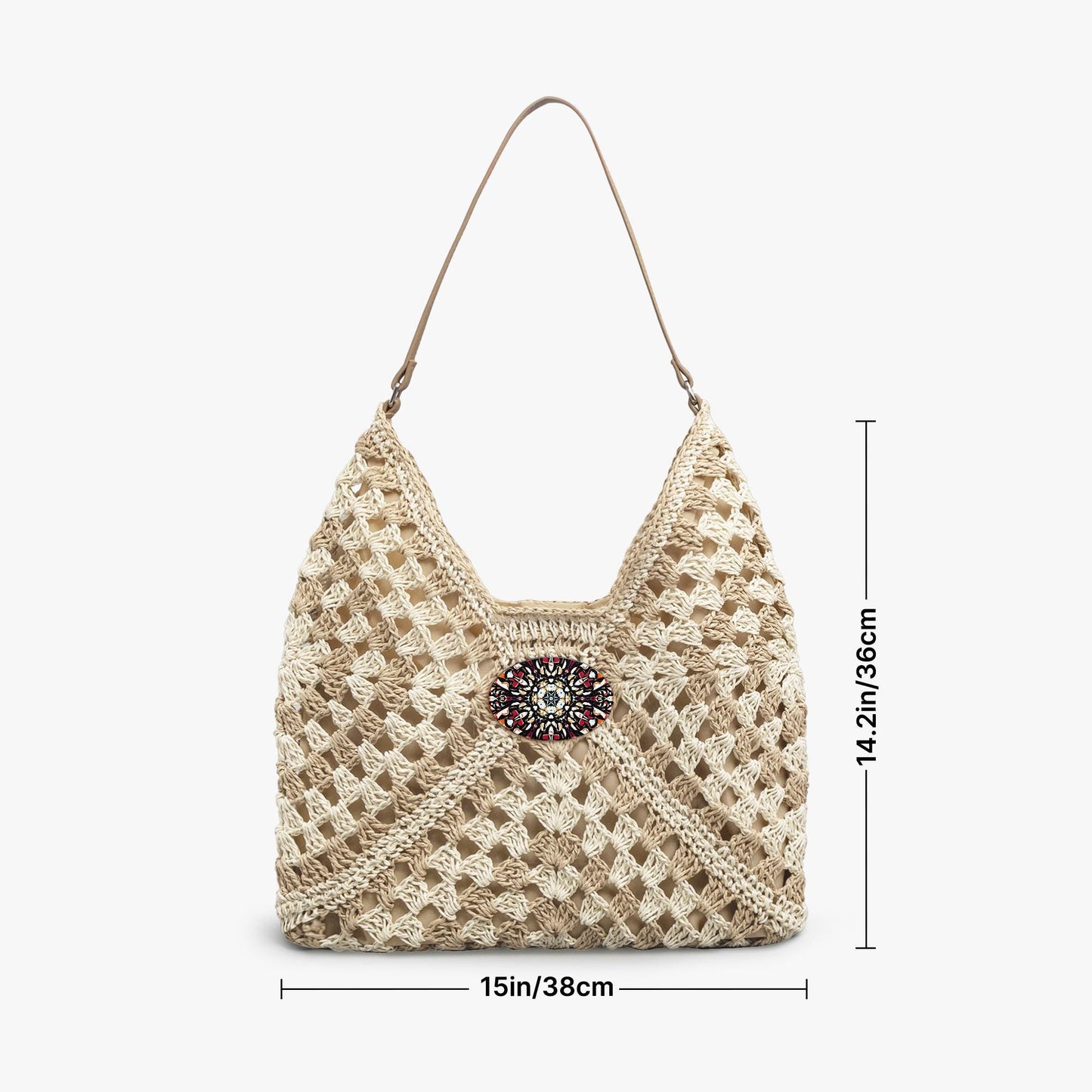 HeavenIy Peace Crochet Straw Bag