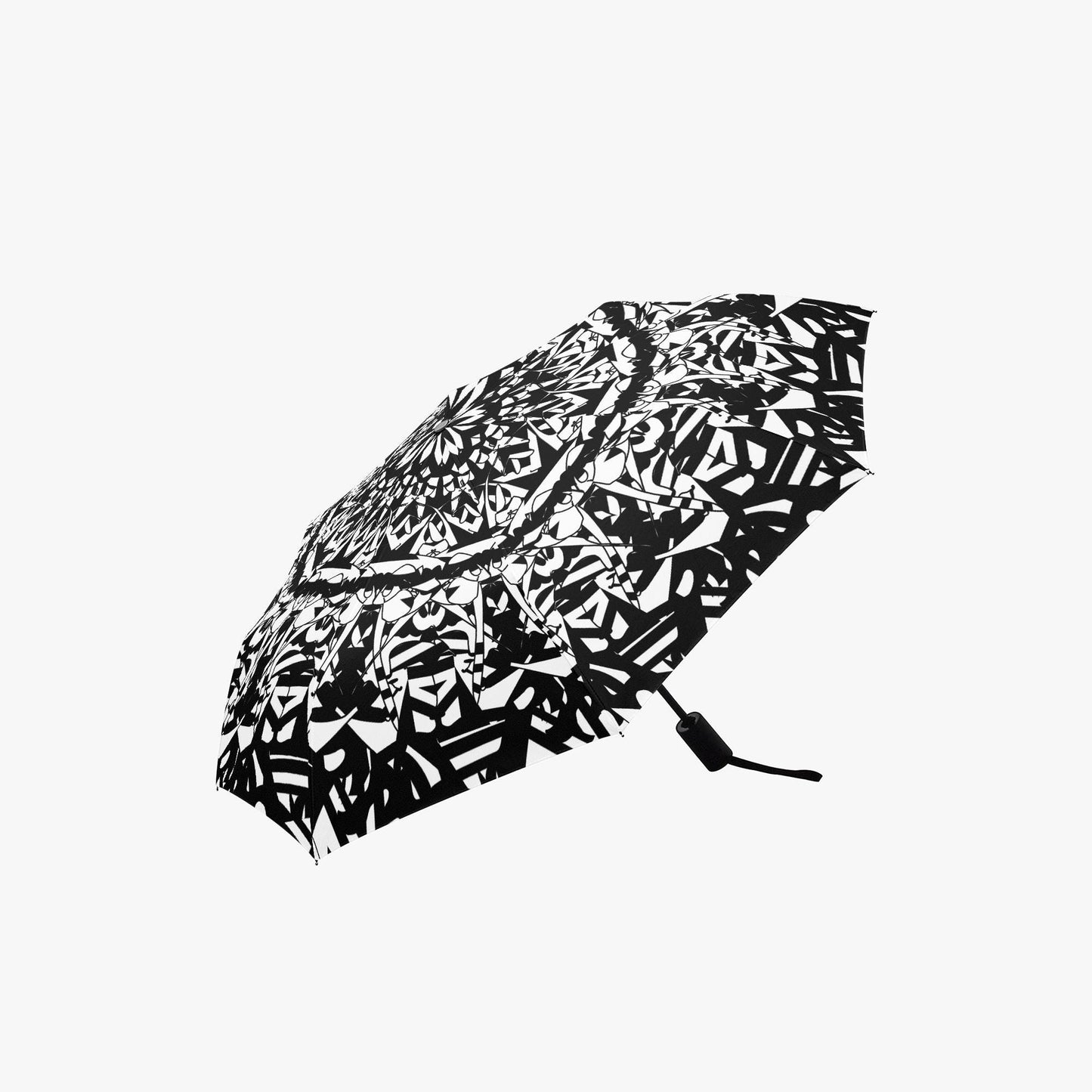 Flower Bloom In Black Automatic Folding Umbrella