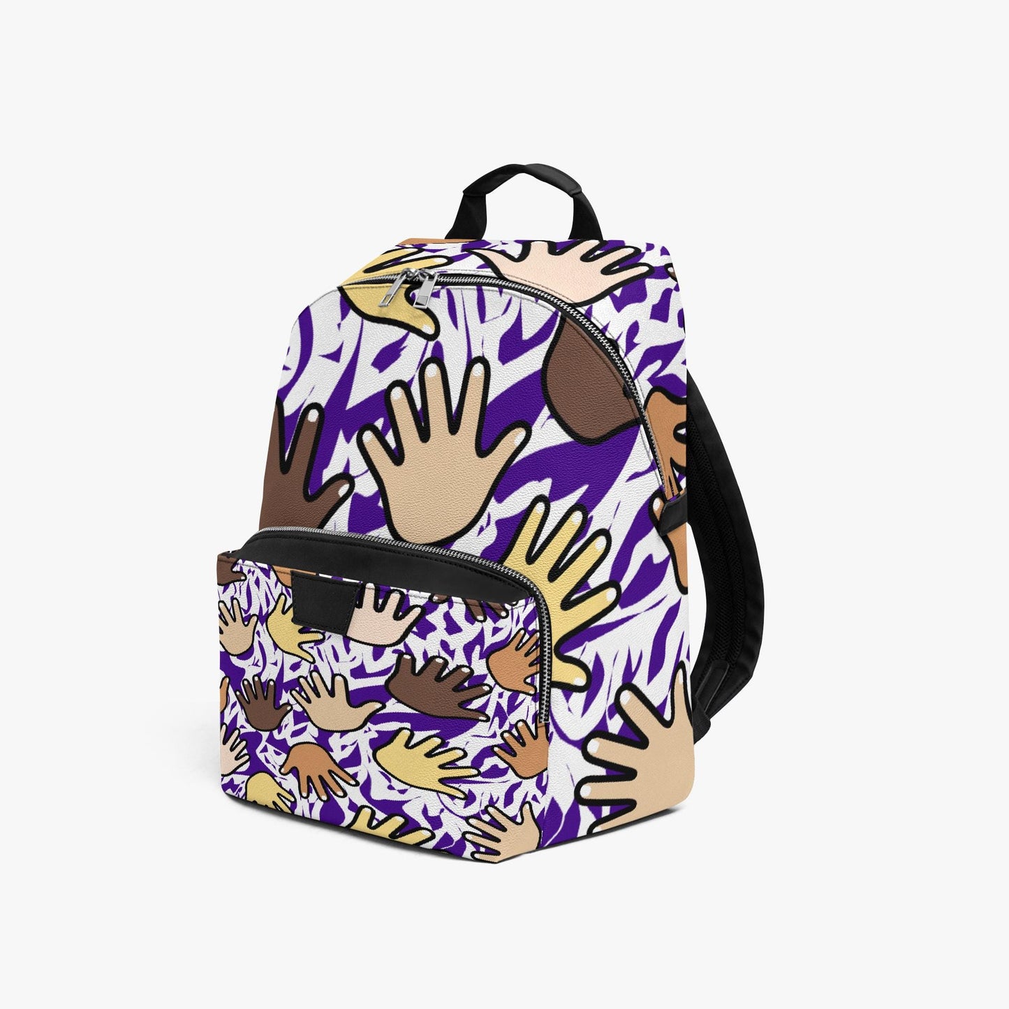 Hands Of Unity Zipper-up Leather Backpack