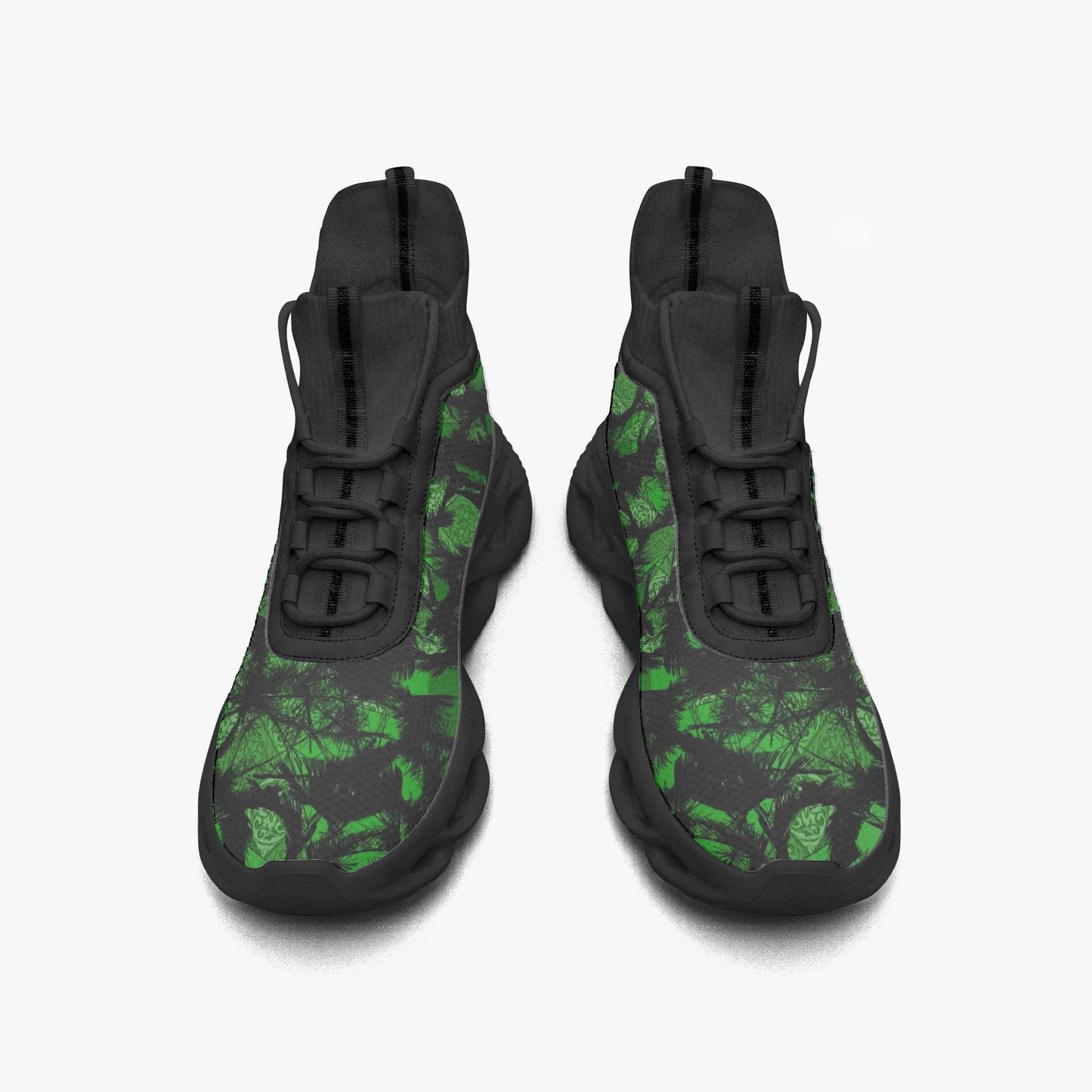 Green Fur Like  High-top Bounce Mesh Knit Sneakers