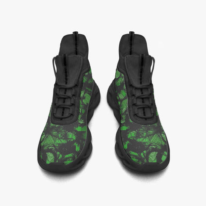 Green Fur Like  High-top Bounce Mesh Knit Sneakers