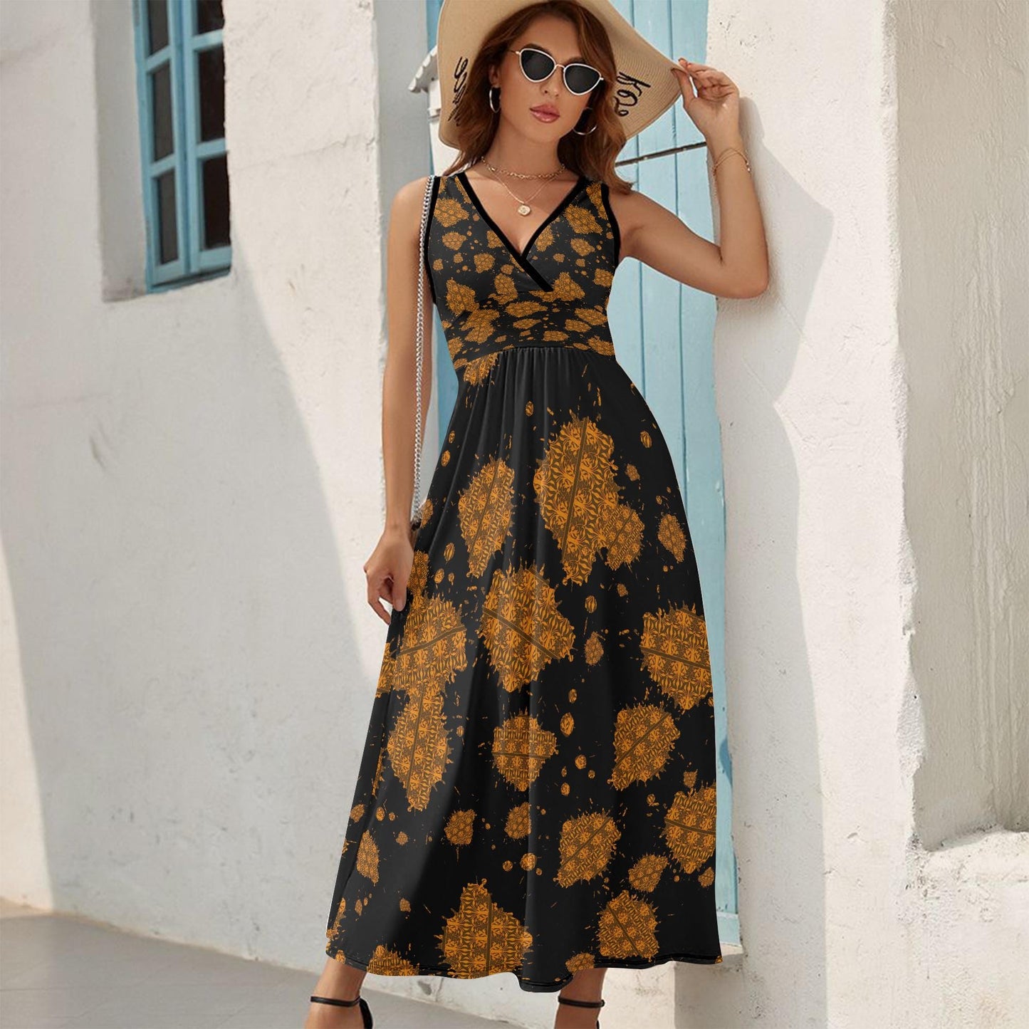 Meteor Shower V-neck Sleeveless Dress