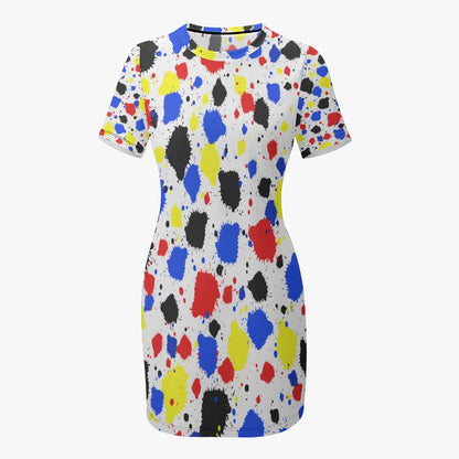 Paint Drip Slim-fit Short-sleeved Dress