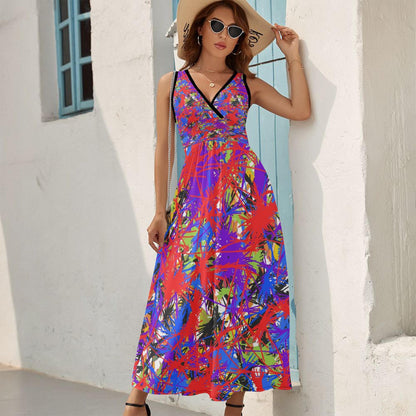 Splash Out V-neck Sleeveless Dress