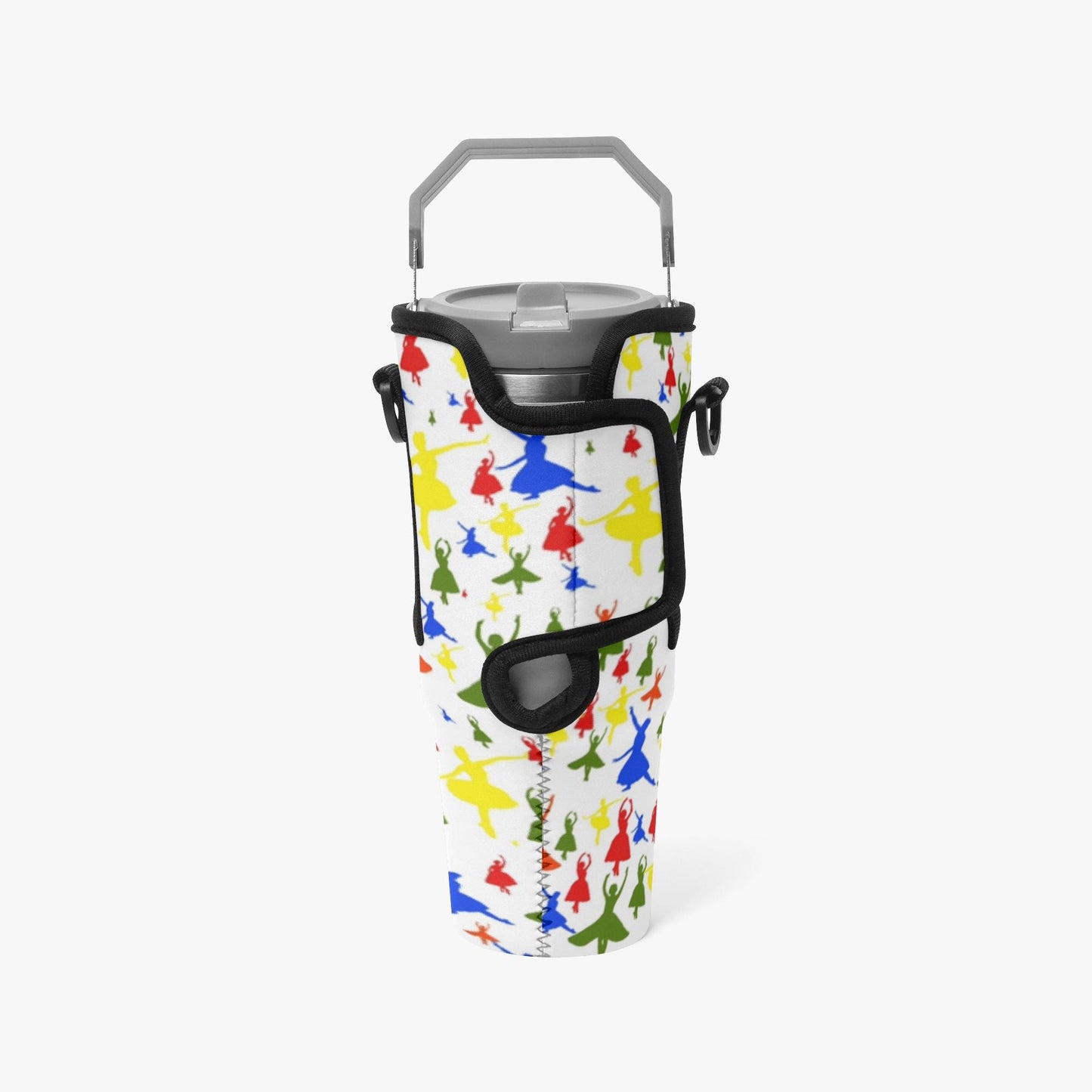 Colorful Ballerina Tumbler Sleeve with Phone Holder