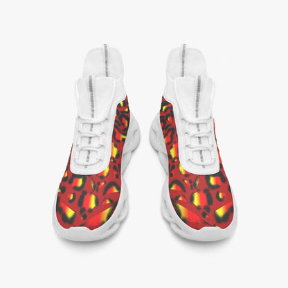 Vibrant Animal Print High-top Bounce Mesh Knit Sneakers