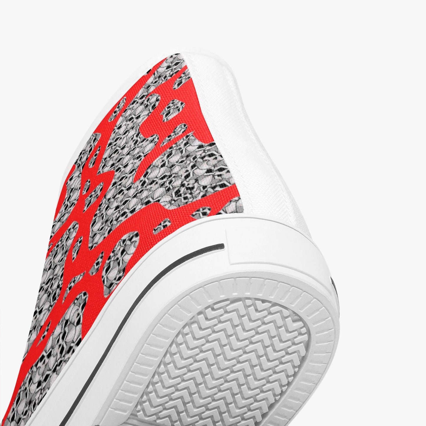 Skulls In Red Classic High-Top Canvas Shoes - White/Black